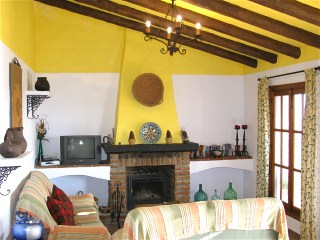 Wohnzimmer mit offenme Kamin
